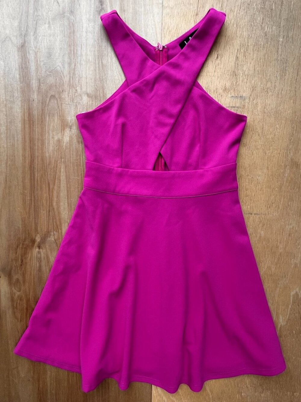 LULUS SO SOPHISTICATED CUTOUT SKATER DRESS Women’s sz S Magenta Stretch